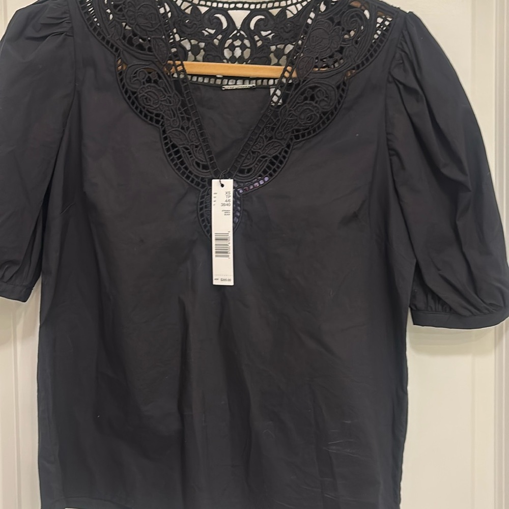 ELIE TAHARI NWT BLACK COTTON TOP